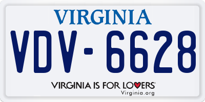 VA license plate VDV6628