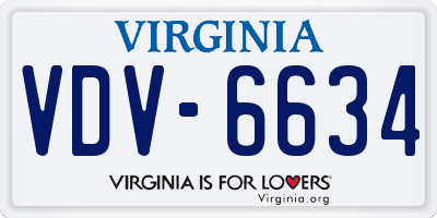 VA license plate VDV6634