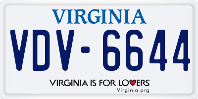 VA license plate VDV6644