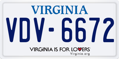 VA license plate VDV6672