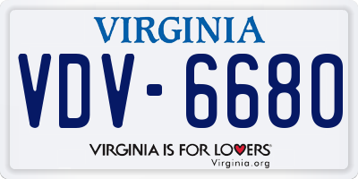VA license plate VDV6680