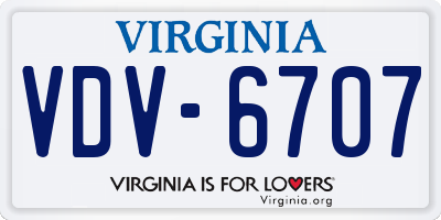 VA license plate VDV6707