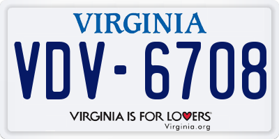 VA license plate VDV6708