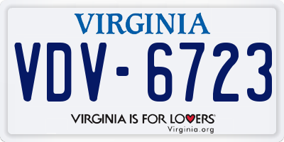 VA license plate VDV6723
