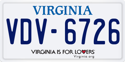VA license plate VDV6726