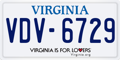 VA license plate VDV6729