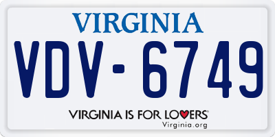 VA license plate VDV6749