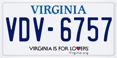 VA license plate VDV6757