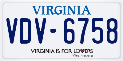 VA license plate VDV6758