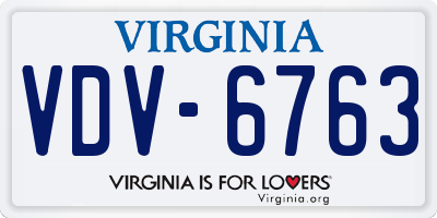 VA license plate VDV6763