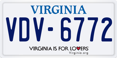 VA license plate VDV6772