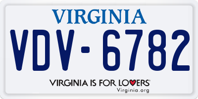 VA license plate VDV6782