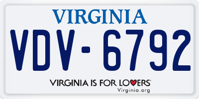 VA license plate VDV6792