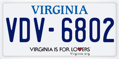 VA license plate VDV6802