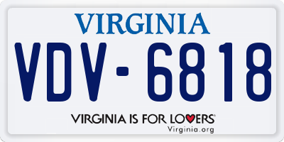 VA license plate VDV6818