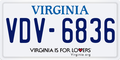 VA license plate VDV6836