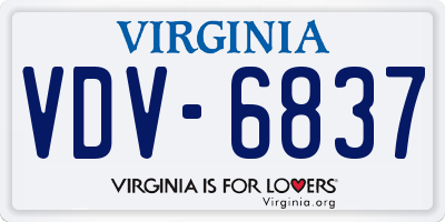 VA license plate VDV6837