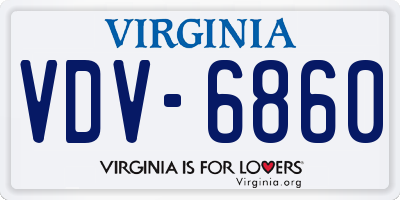 VA license plate VDV6860