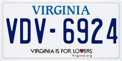 VA license plate VDV6924