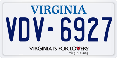 VA license plate VDV6927