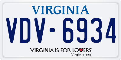 VA license plate VDV6934