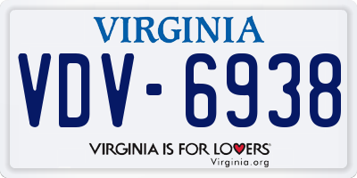 VA license plate VDV6938