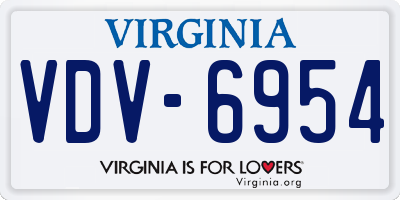 VA license plate VDV6954