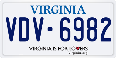 VA license plate VDV6982