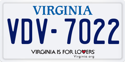 VA license plate VDV7022