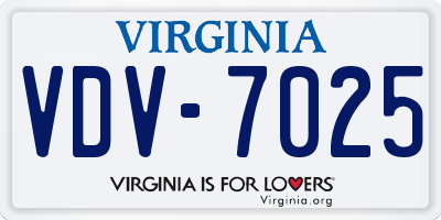 VA license plate VDV7025