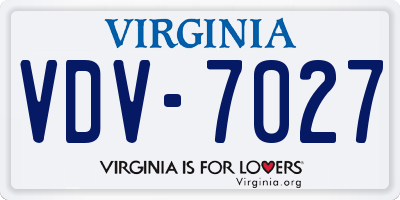 VA license plate VDV7027