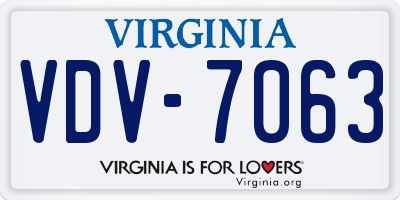 VA license plate VDV7063