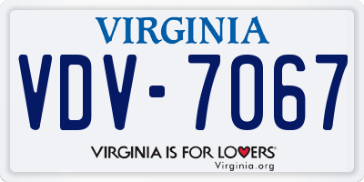 VA license plate VDV7067