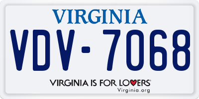VA license plate VDV7068