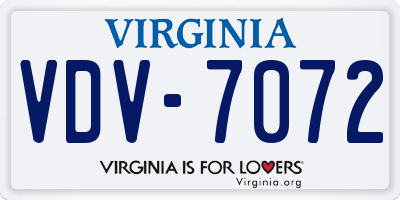 VA license plate VDV7072