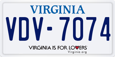 VA license plate VDV7074