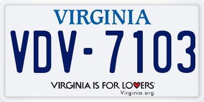 VA license plate VDV7103