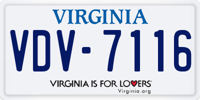 VA license plate VDV7116
