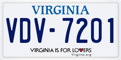 VA license plate VDV7201