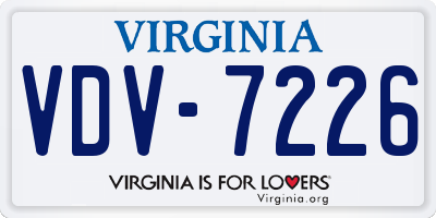 VA license plate VDV7226