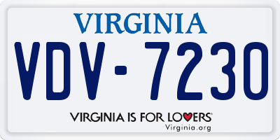 VA license plate VDV7230