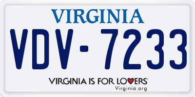 VA license plate VDV7233