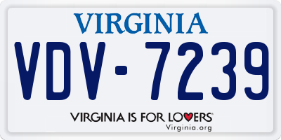 VA license plate VDV7239