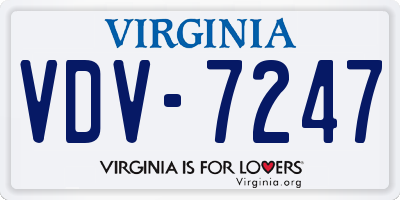 VA license plate VDV7247