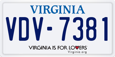 VA license plate VDV7381