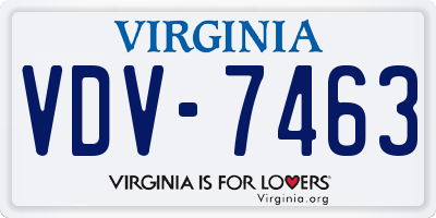 VA license plate VDV7463