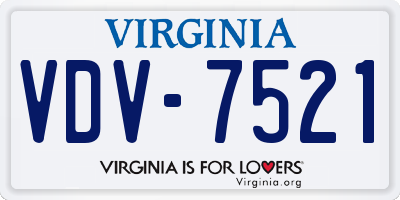 VA license plate VDV7521