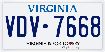 VA license plate VDV7668