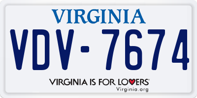 VA license plate VDV7674