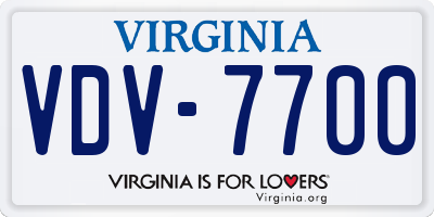 VA license plate VDV7700